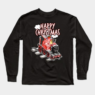 Happy Christmas Steam Train Railway Railroad Enthusiasts Snow Long Sleeve T-Shirt